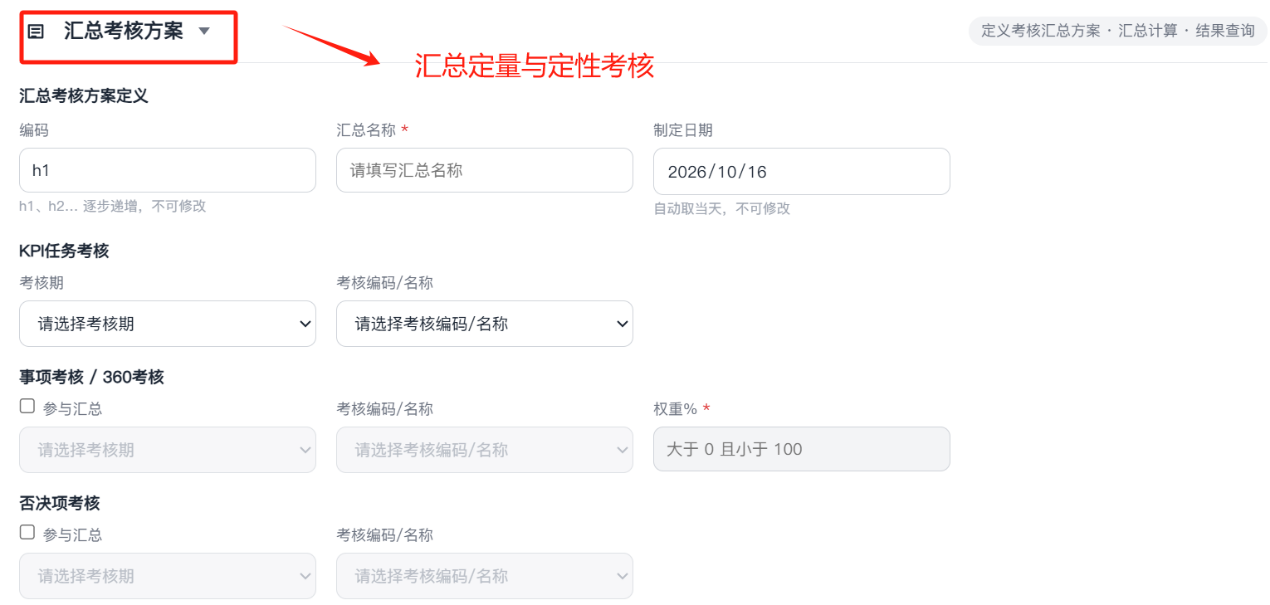 汇总定量考核与定性考核
